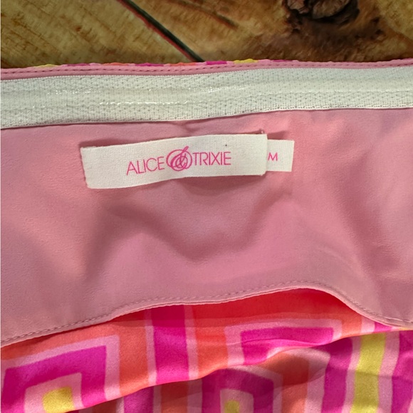 Alice & Trixie halter medium pink orange silk midi dress summer tropical women - Picture 5 of 6